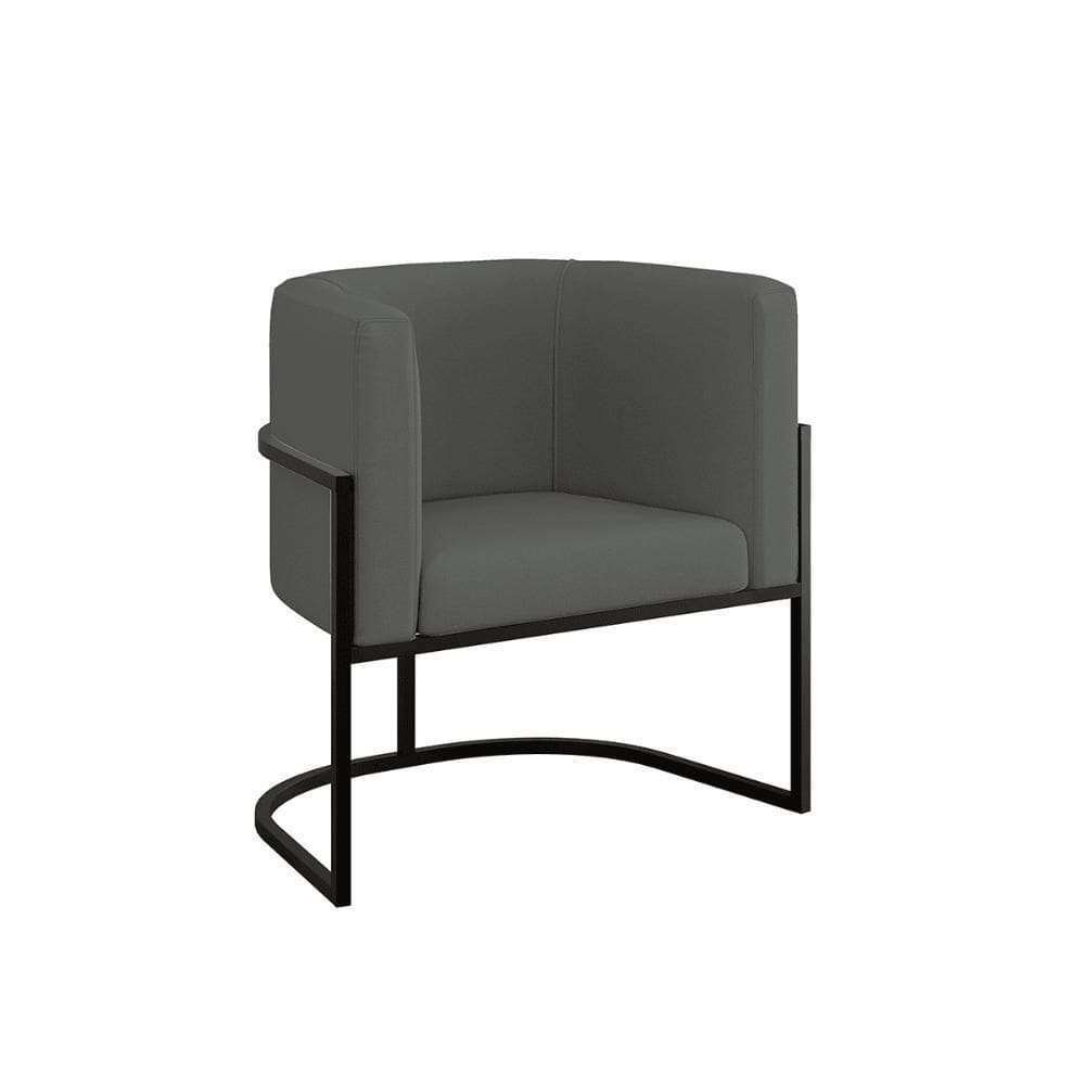 Poltrona Moderna Veludo Com Base De Metal Black Balaqui Cinza