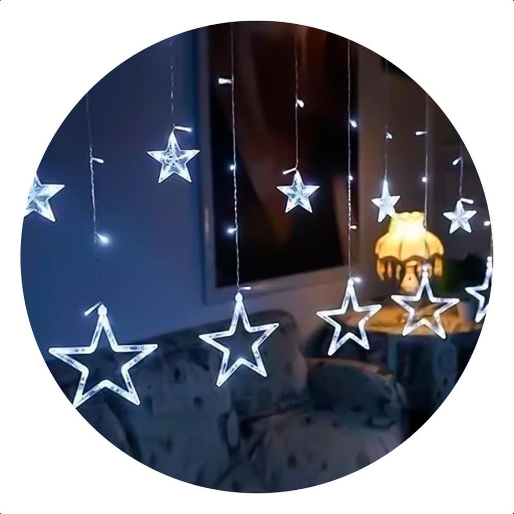 Cascata Estrela 138 Led 8 Funções 2,5M Extensível 127V -Frio