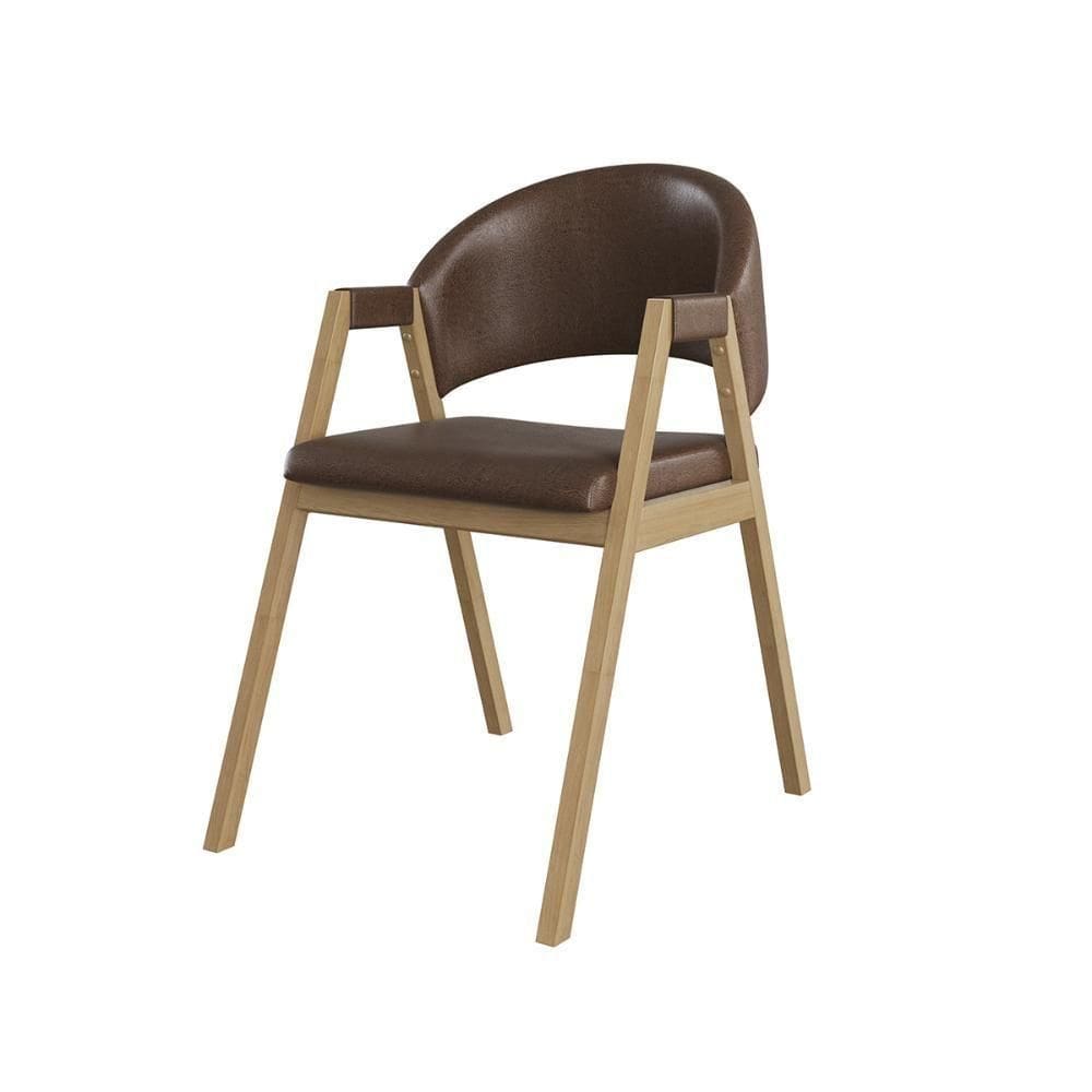 Cadeira Decorativa Suellen Para Mesa De Jantar Reforçada Courino Marrom Escuro