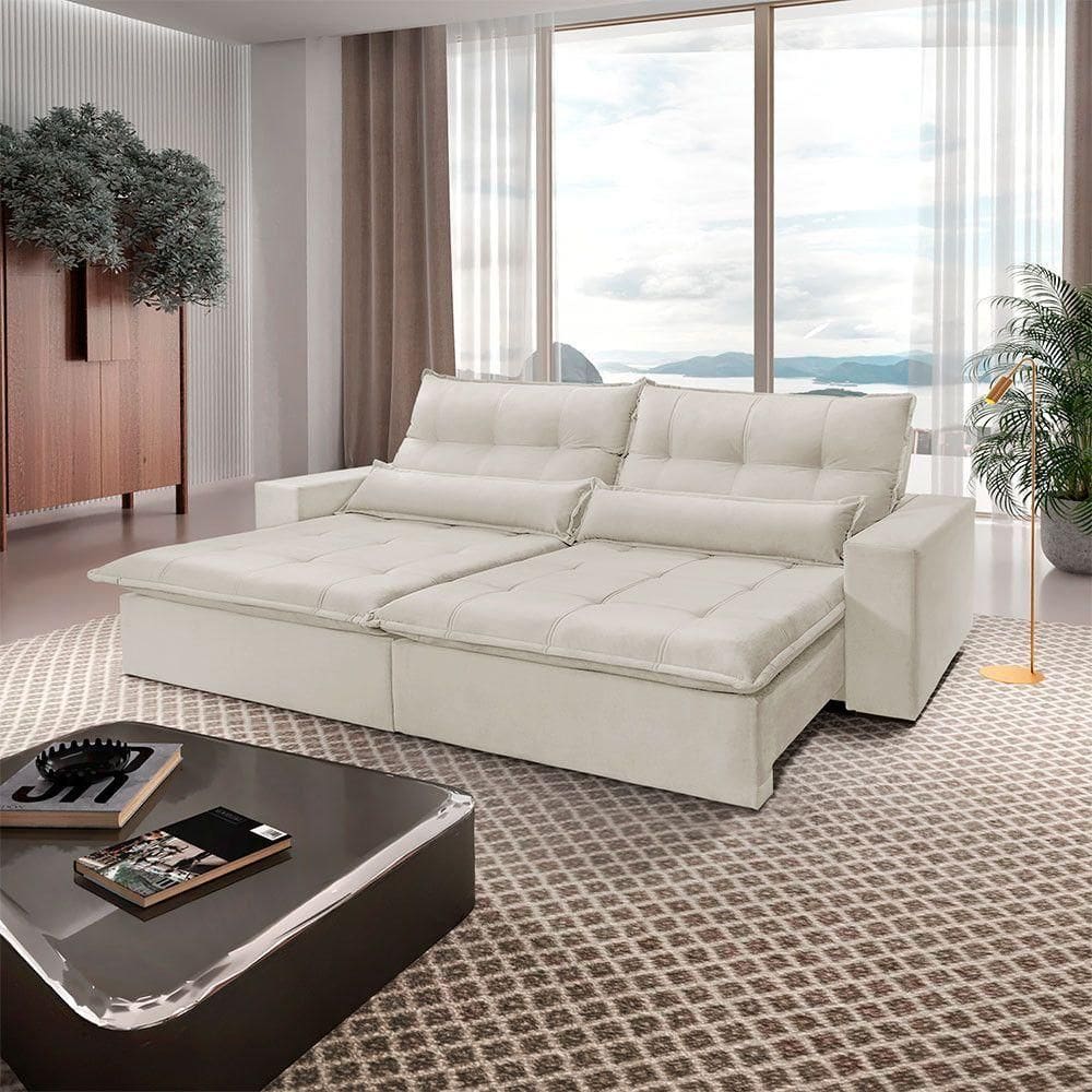 Sofá Grecia Linho 02 Módulos De 120m B25cm Meu Sofá Online A302 Linho Branco
