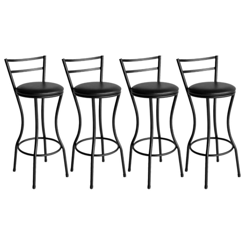 Conjunto De 4 Banquetas Alta Home De Aço De Carbono Preto