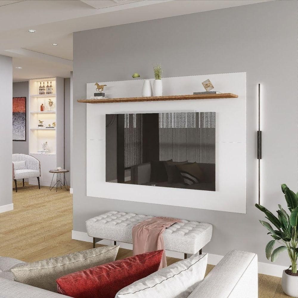 Painel Tv 50 Com Prateleira Columbia Branco montana