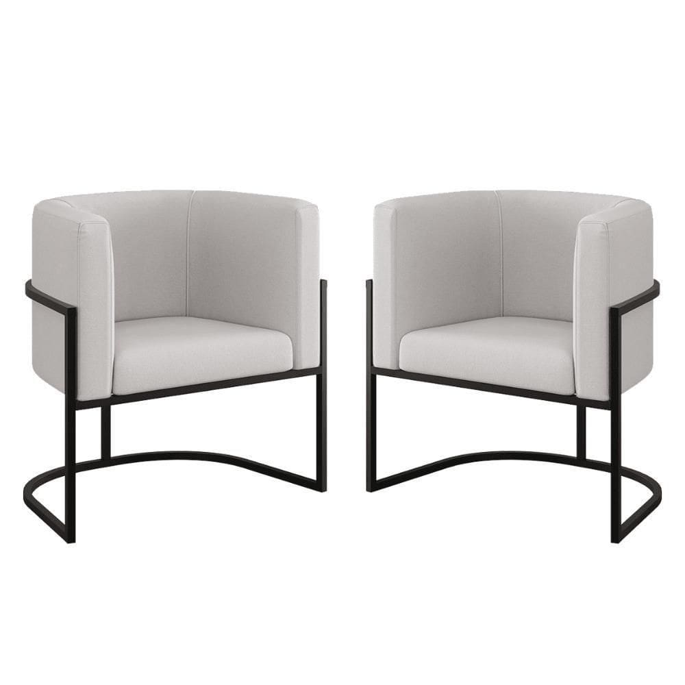 Kit 02 Poltronas Lua Com Base De Metal Black Sala Veludo Bege
