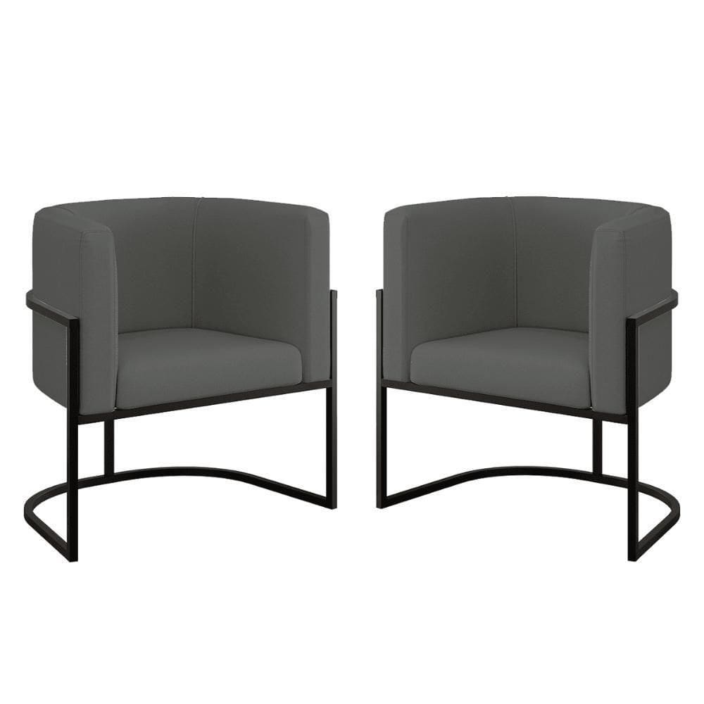 Kit 02 Cadeiras Poltrona Lua Para Sala Quarto Veludo Cinza