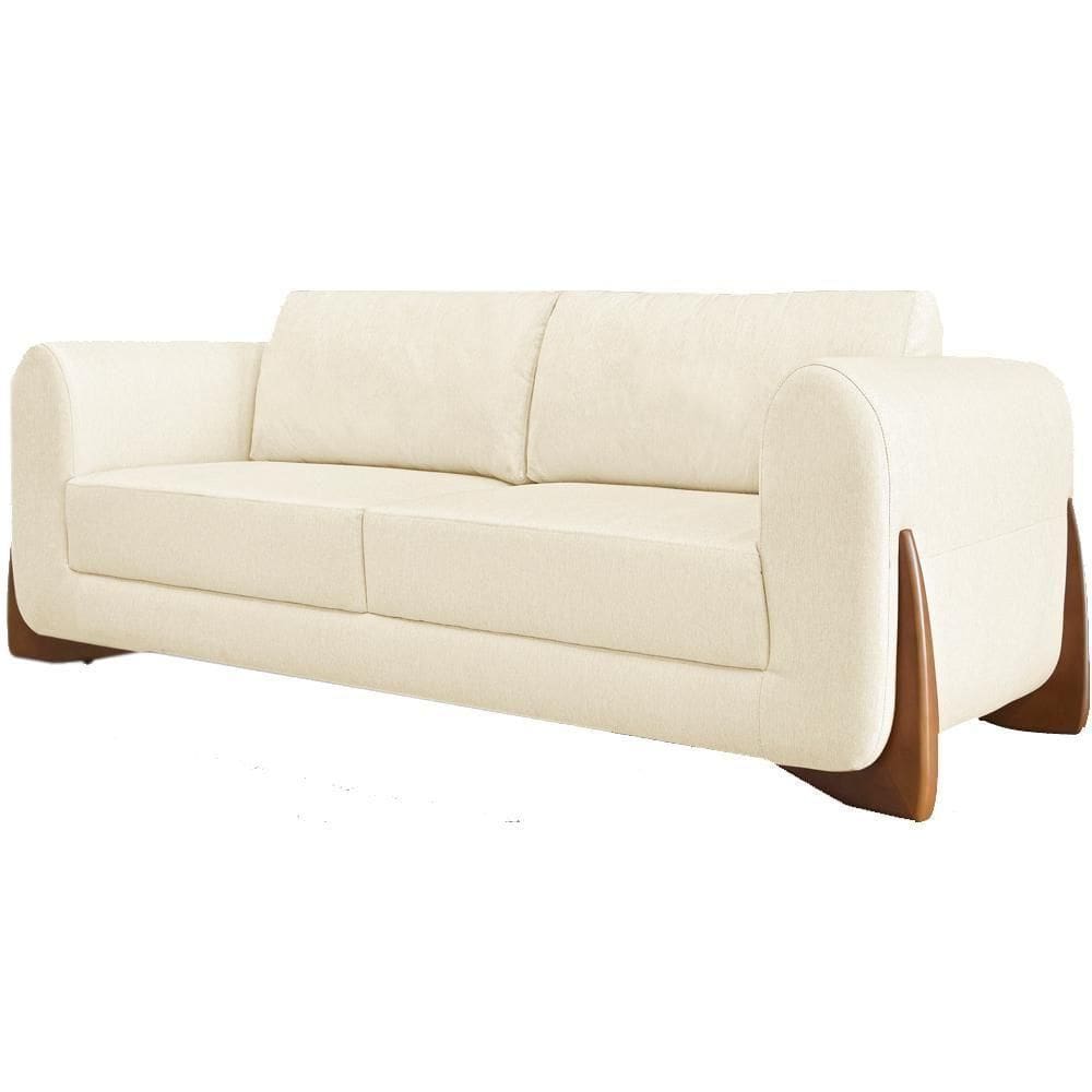Sofa Jolie 3 Lugares 200cm Pes Boomerang Linho 213 Perola Ezz Perola