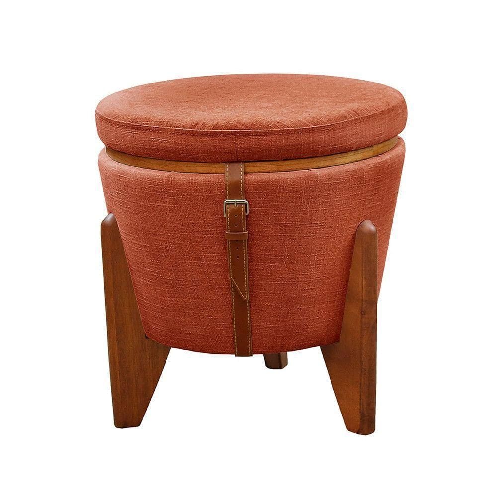 Conjunto 2 Puffs Baú Fênix Linho Castellar Móbile Terracota