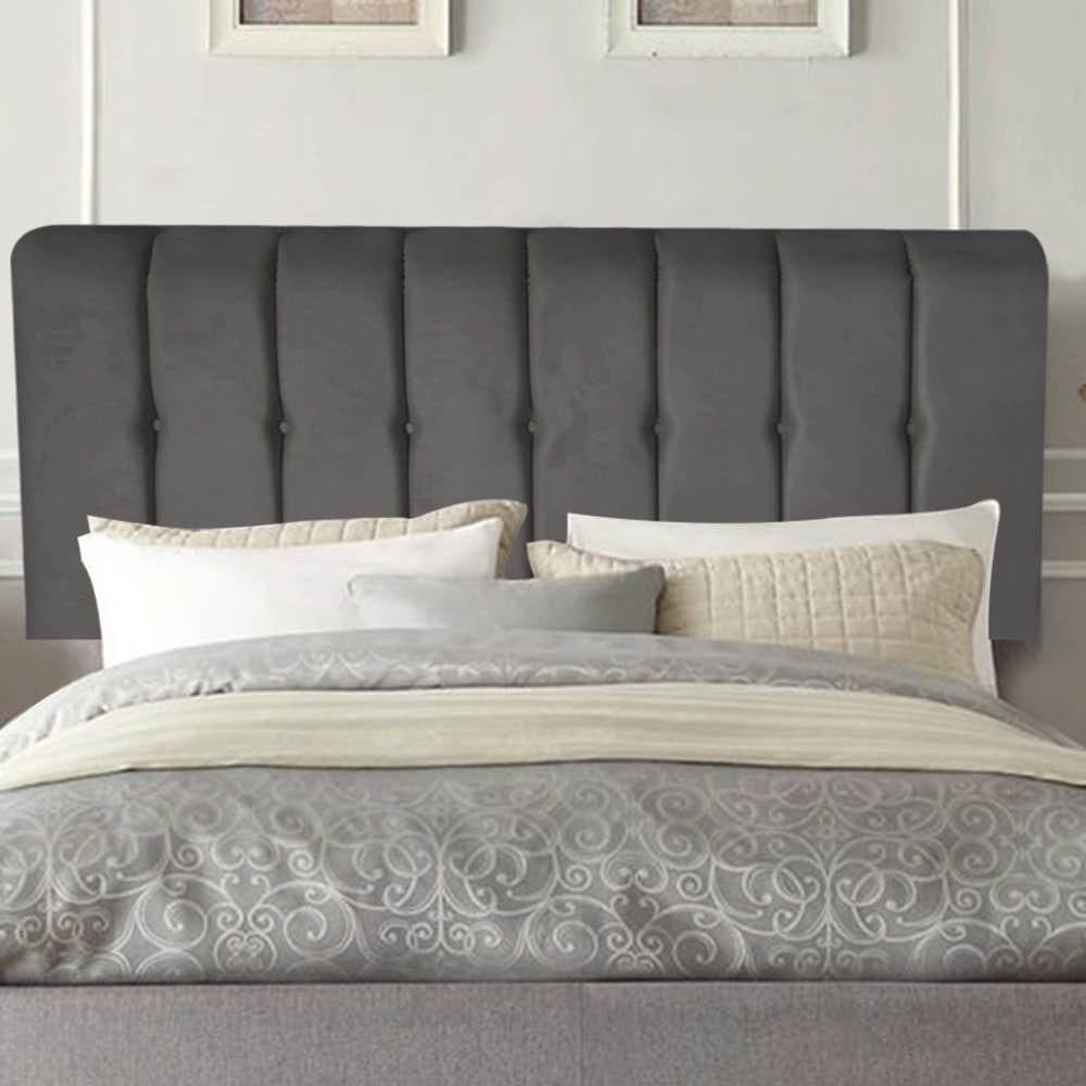 Painel Estofada Kiara 100cm Solteiro Box Quarto Corino Cinza - Gat Magazine