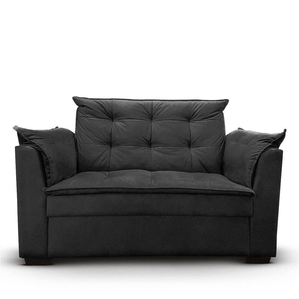 Sofá 2 Lugares Para Sala Moderno Confortável Aurora Suede Preto