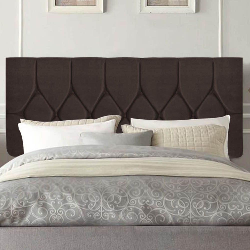 Painel Estofada Istambul Botão Capitonê 140cm Casal Para Cama Box Quarto Suede Marrom - Gat Magazine