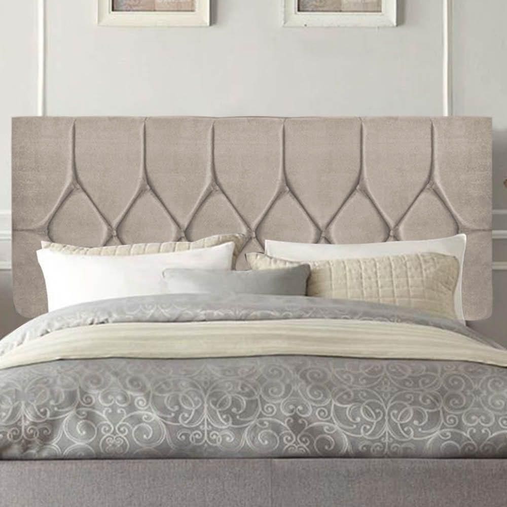 Painel Estofada Istambul Botão Capitonê 90cm Solteiro Para Cama Box Quarto Suede Bege - Gat Magazine