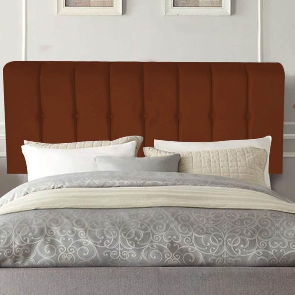 Painel Estofada Kiara 160cm Queen Size Box Quarto Suede Terracota Telha - Gat Magazine