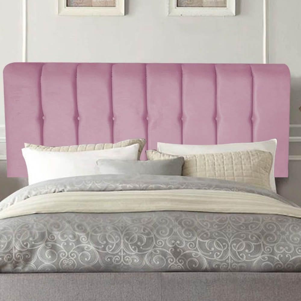 Painel Estofada Kiara 160cm Queen Size Box Quarto Suede Rosa Bebê - Gat Magazine