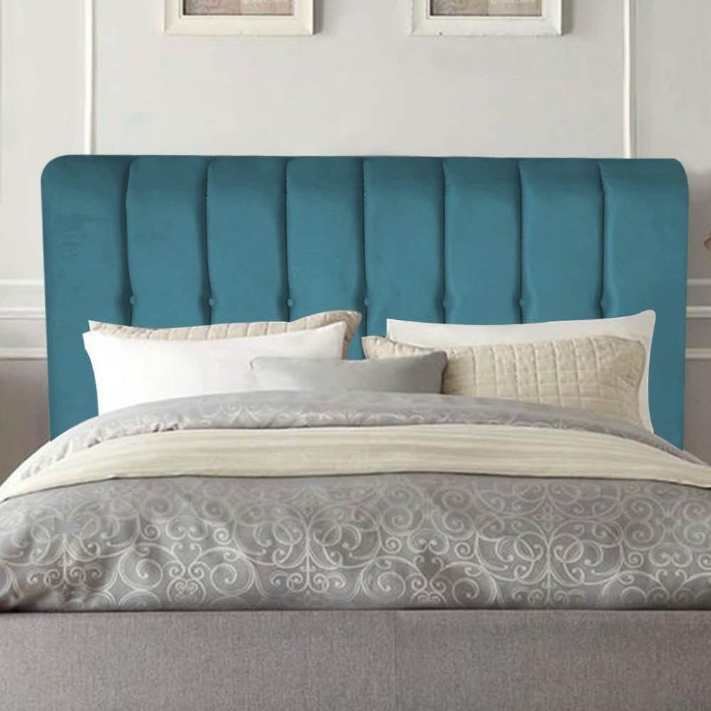 Cabeceira Estofada Kiara 140cm Casal Box Quarto Suede Azul Turquesa - Gat Magazine
