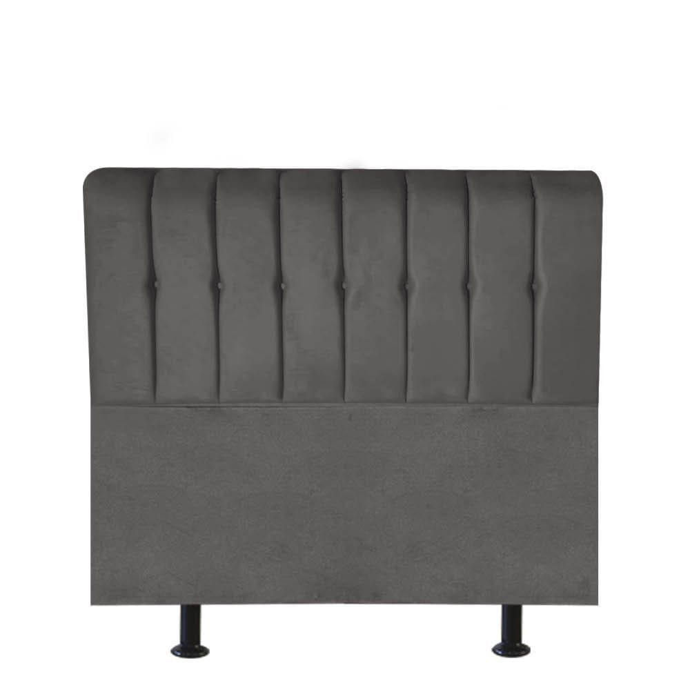 Cabeceira Estofada Kiara 100cm Solteiro Box Quarto Corino Cinza - Gat Magazine