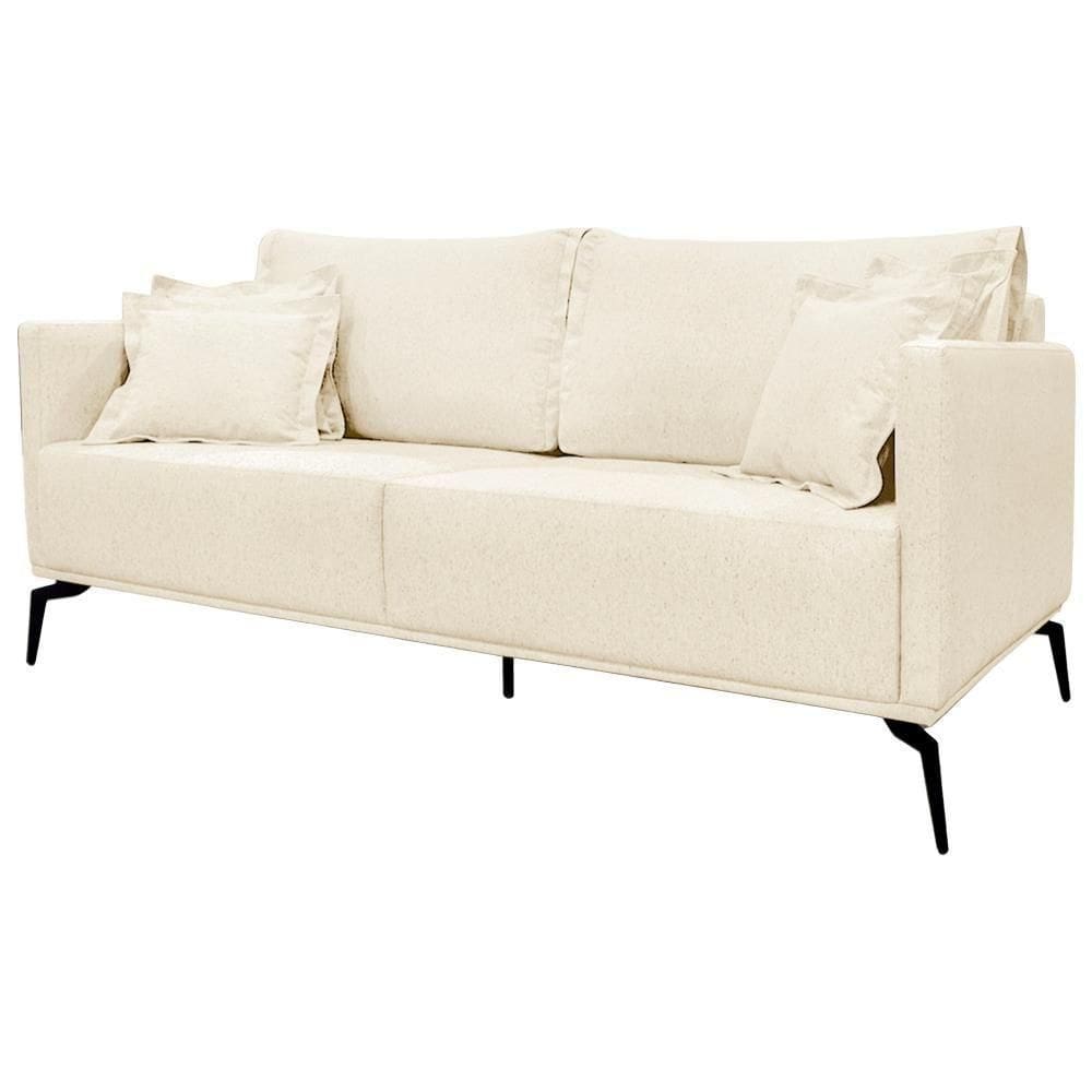 Sofa Liv 3 Lugares 220cm Pes Aço Linho 234 Perola Ezz Perola