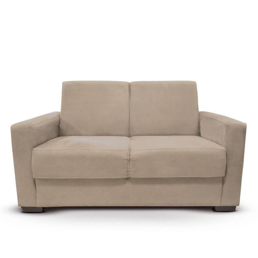 Sofá Estofado 2 Lugares Sala Estar Recepção Paloma Suede Bege