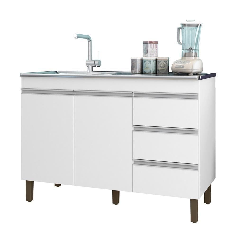 Balcão Pia 6150 Sem Tampo 119 Cm 2 Pt 3 Gv Branco Plla Branco
