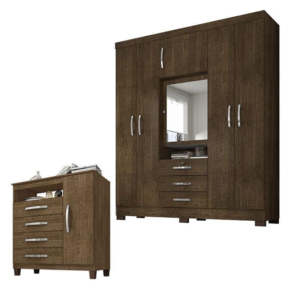Guarda Roupa Casal Imperial Com Cômoda Sapateira Cannes Malbec - Incorplac