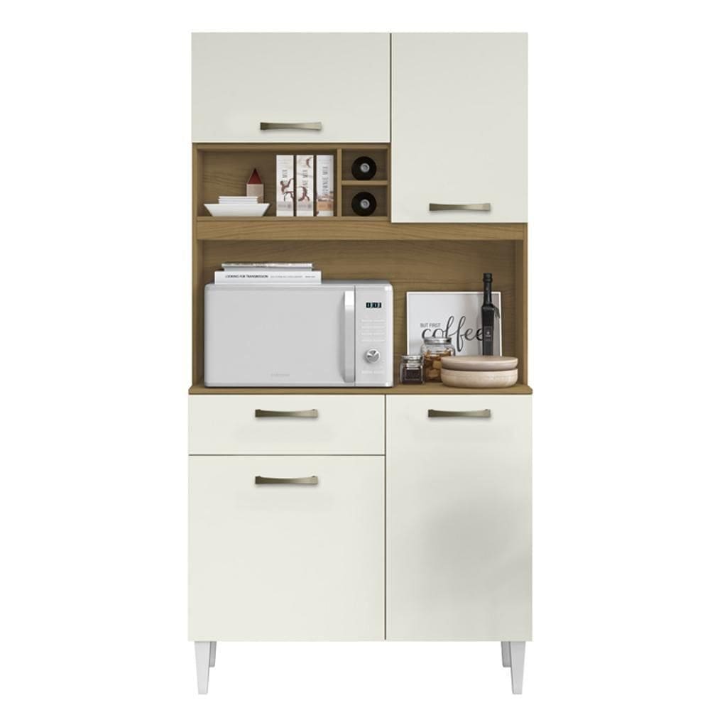 Armario Kit Cozinha 4 Portas 1 Gaveta Atacama Off White