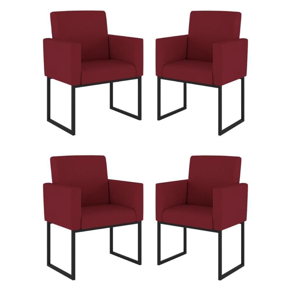 Kit 04 Cadeiras Poltrona Decorativa Para Sala Quarto Balaqui Marsala