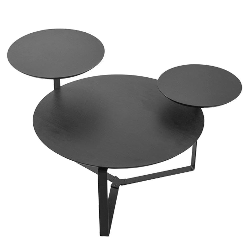 Mesa Centro 03 Tampos Chanfrada Pe Metal Preto Nero Artesano Nero Preto