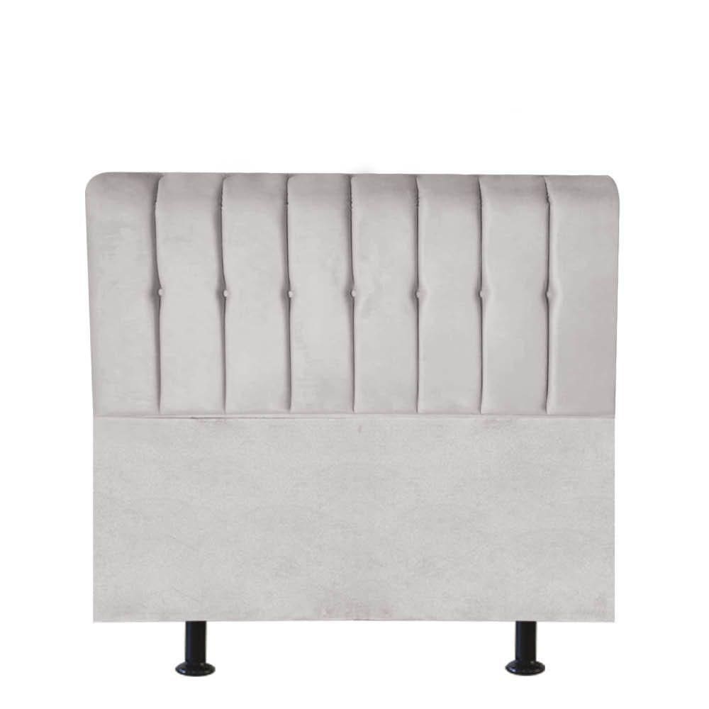 Cabeceira Estofada Kiara 90cm Solteiro Box Quarto Suede Cinza Claro - Gat Magazine