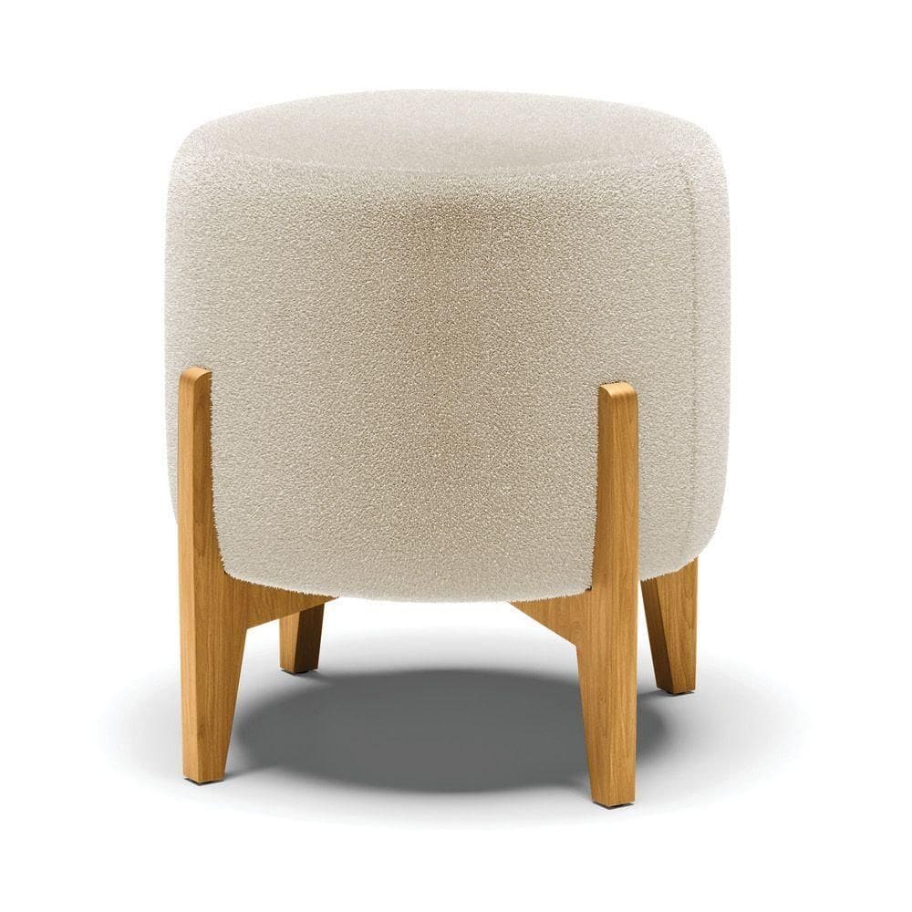 Puff Banqueta Decorativo Base Madeira Stella Bouclê P01 - D`rossi Cor Bege