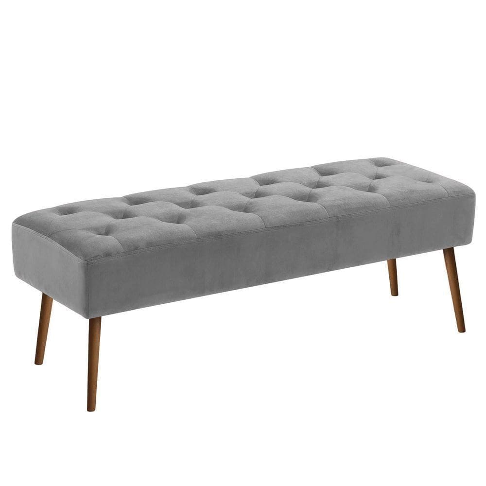 Banco Estofado Rubi 1,20m Linho Cinza - Clique Decorações