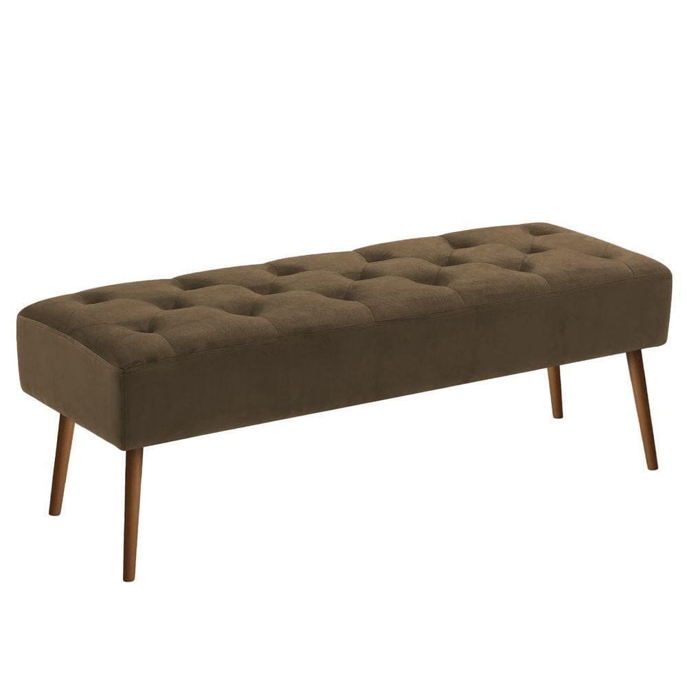 Banco Estofado Rubi 1,60m Suede Marrom - Clique Decorações