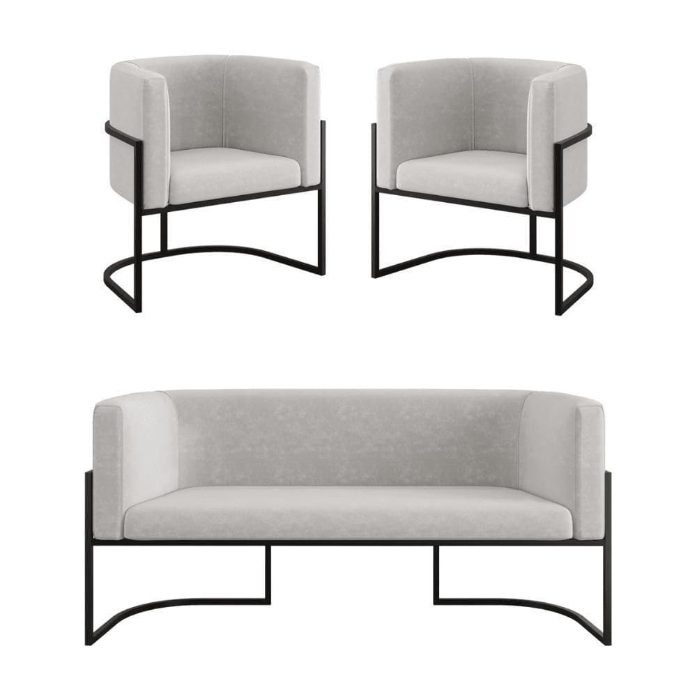 Kit Poltronas Sofá Lugares Para Recepção Balaqui Bege