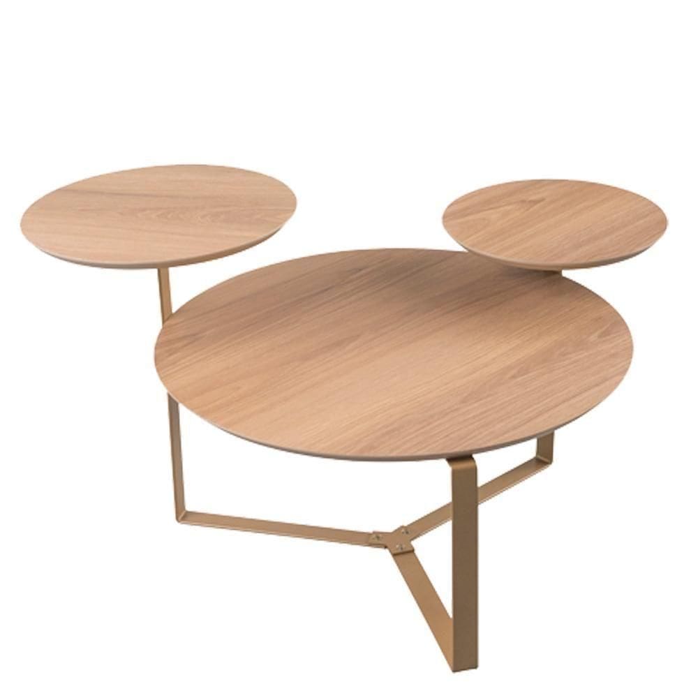 Mesa Centro 03 Tampos Chanfrada Pe Metal Dourado Hanover Artesano Hanover Dourado