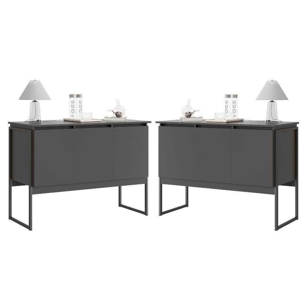 Conjunto De Buffets Industriais Milão Preto Onix