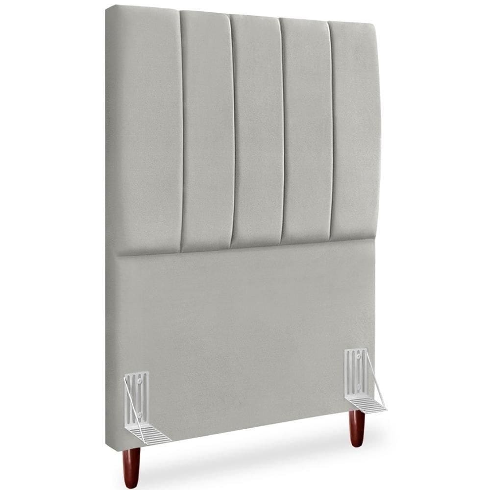 Cabeceira Solteiro 90cm Arlla Suede Cinza Claro Rm Cinza Claro