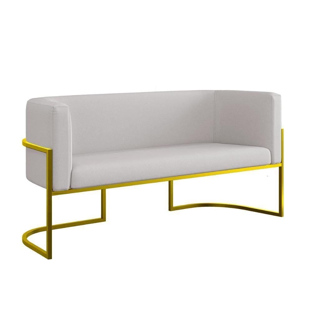 Sofá 2 Lugares Veludo Recepção Com Base Reforçada Balaqui Bege