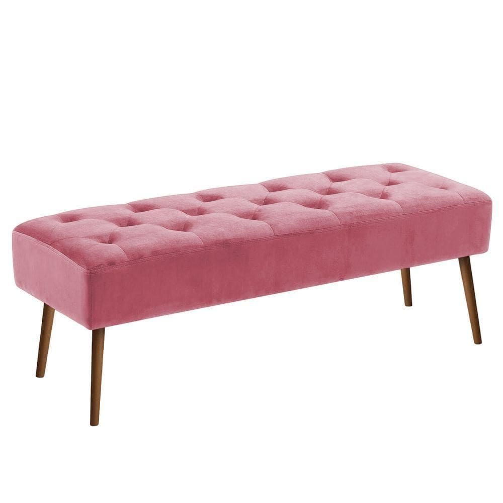 Banco Estofado Rubi 1,40m Suede Pink - Clique Decorações