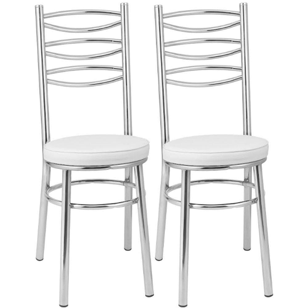 Kit 2 Cadeiras Cromadas Cc34 A101 Treparoni Branco