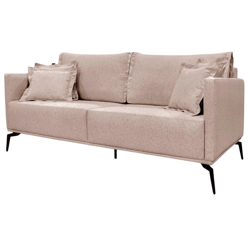 Sofa Sala De Estar Liv 2 Lugares Pes Aço Linho 231 Areia Ezz Areia