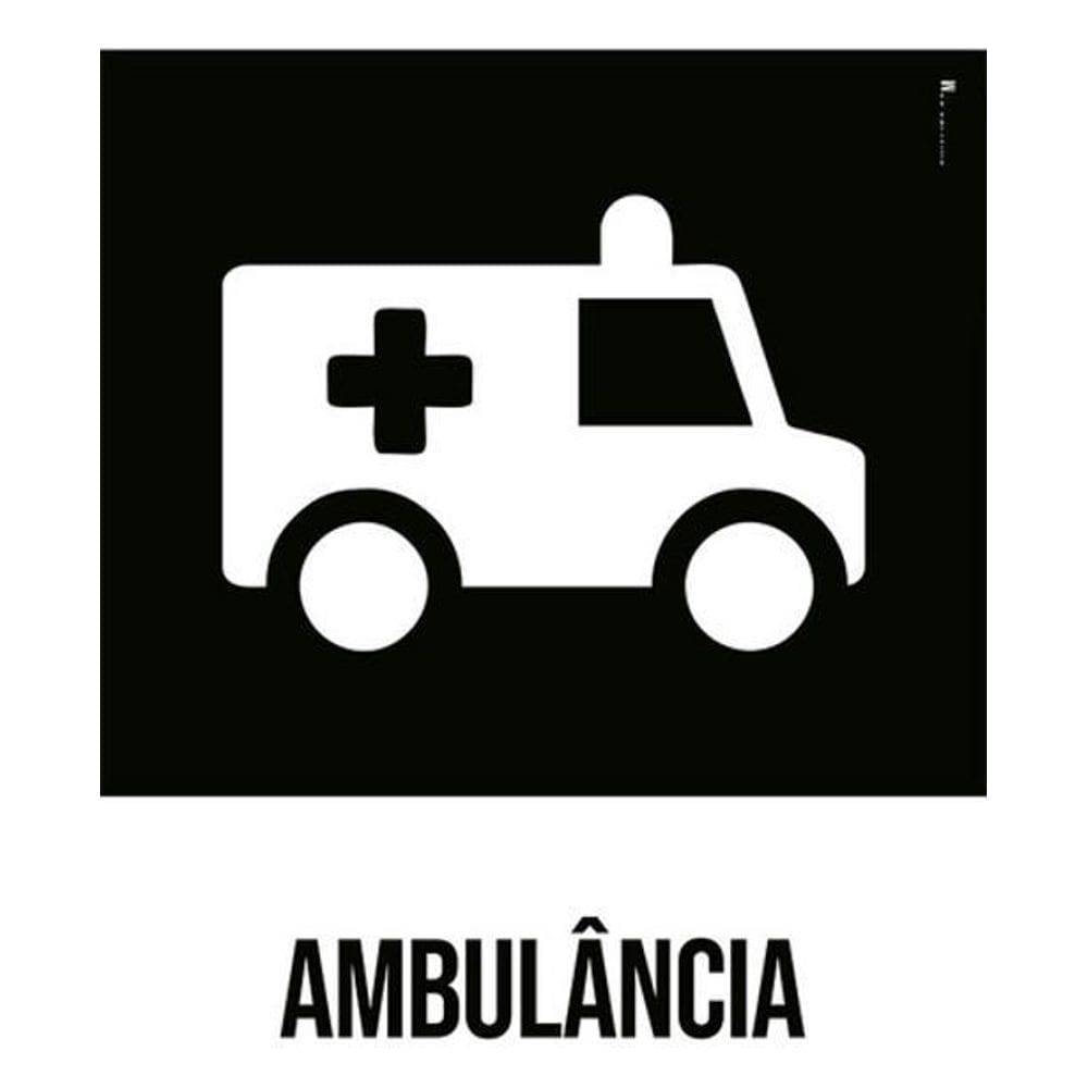 Kit 3 Placas Desenho - Ambulância