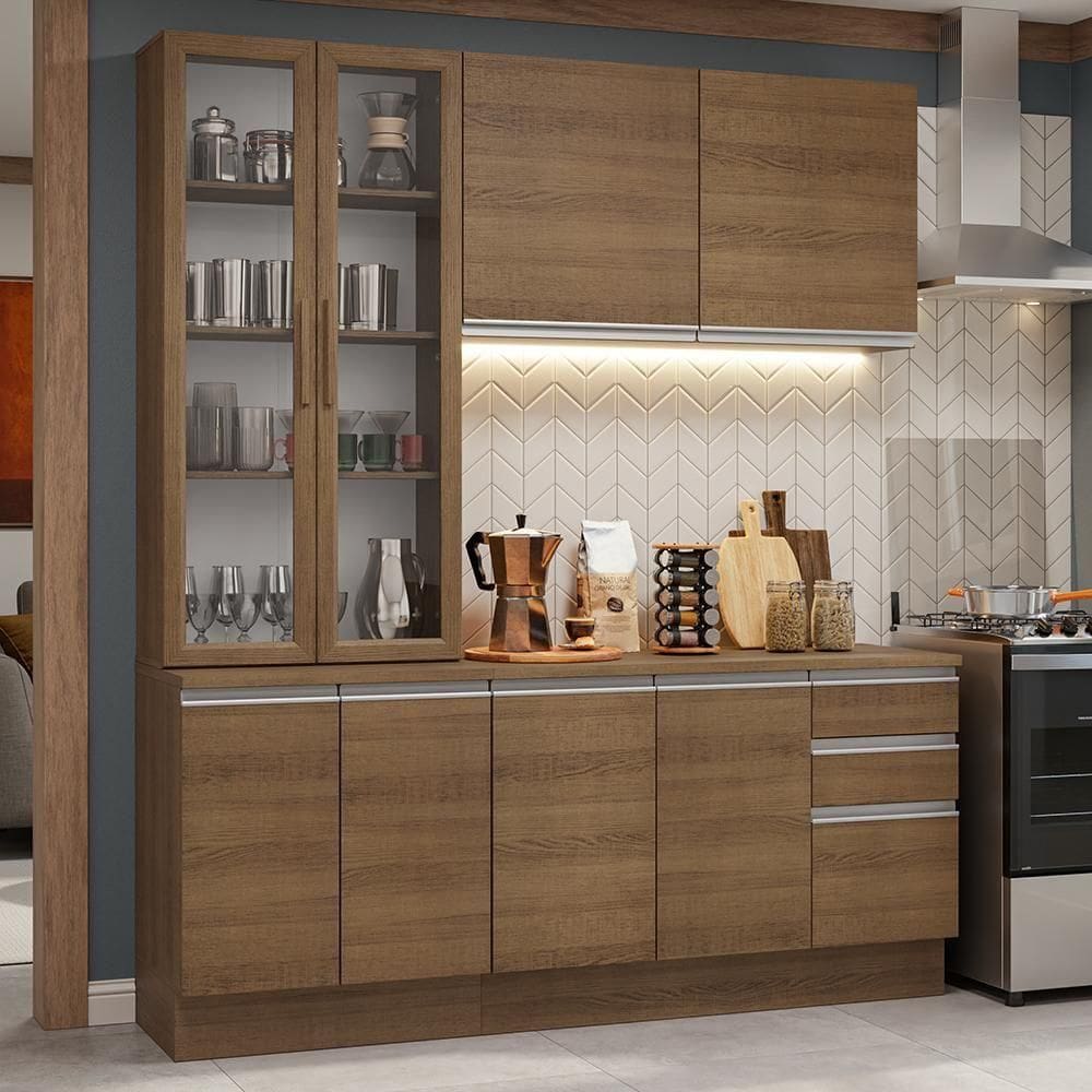 Armário De Cozinha Completa 190cm Glamy Madesa Rustic