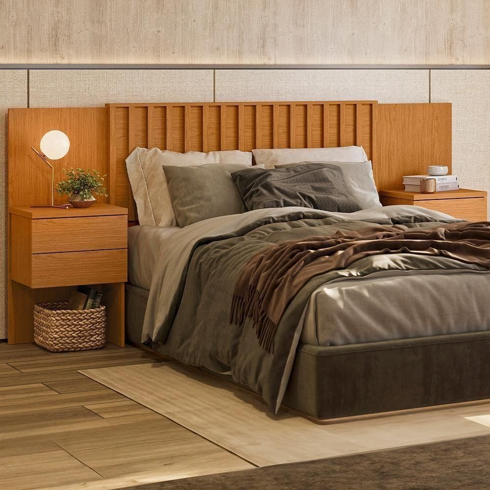 Cabeceira Casal Queen Ou King Olinda C 2 Mesas De Cabeceira Cinamomo