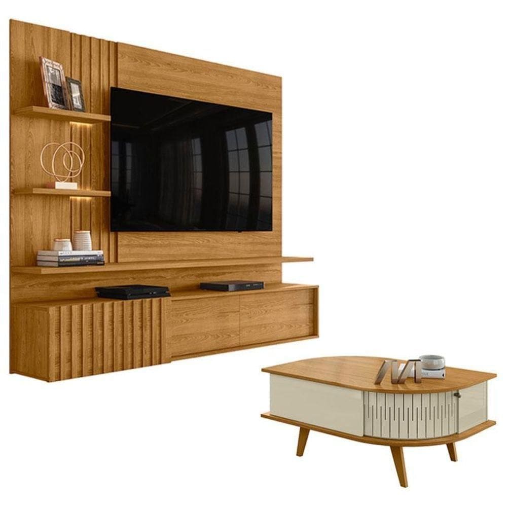 Estante Home Theater Suspenso Atena Com Mesa De Centro Indianápolis