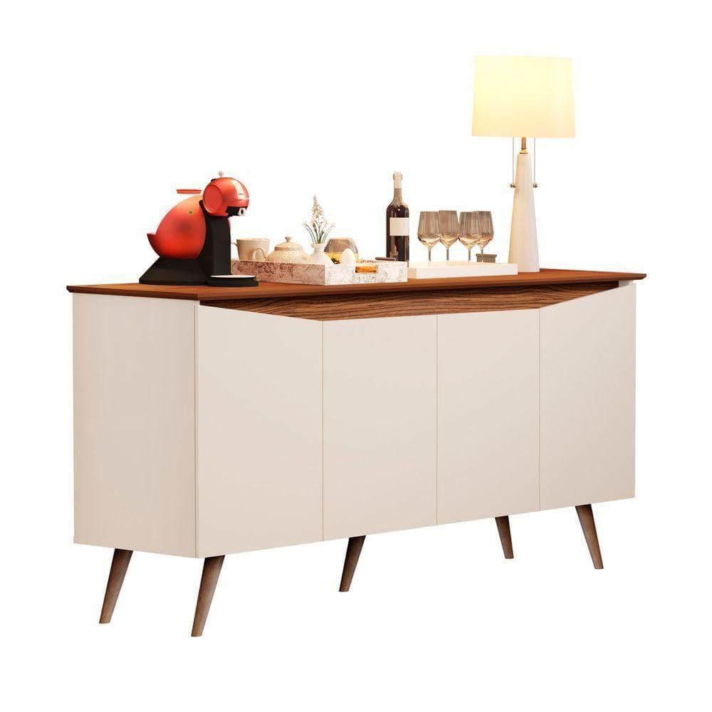 Buffet Aparador 4 Portas Retrô offwhite-freijó