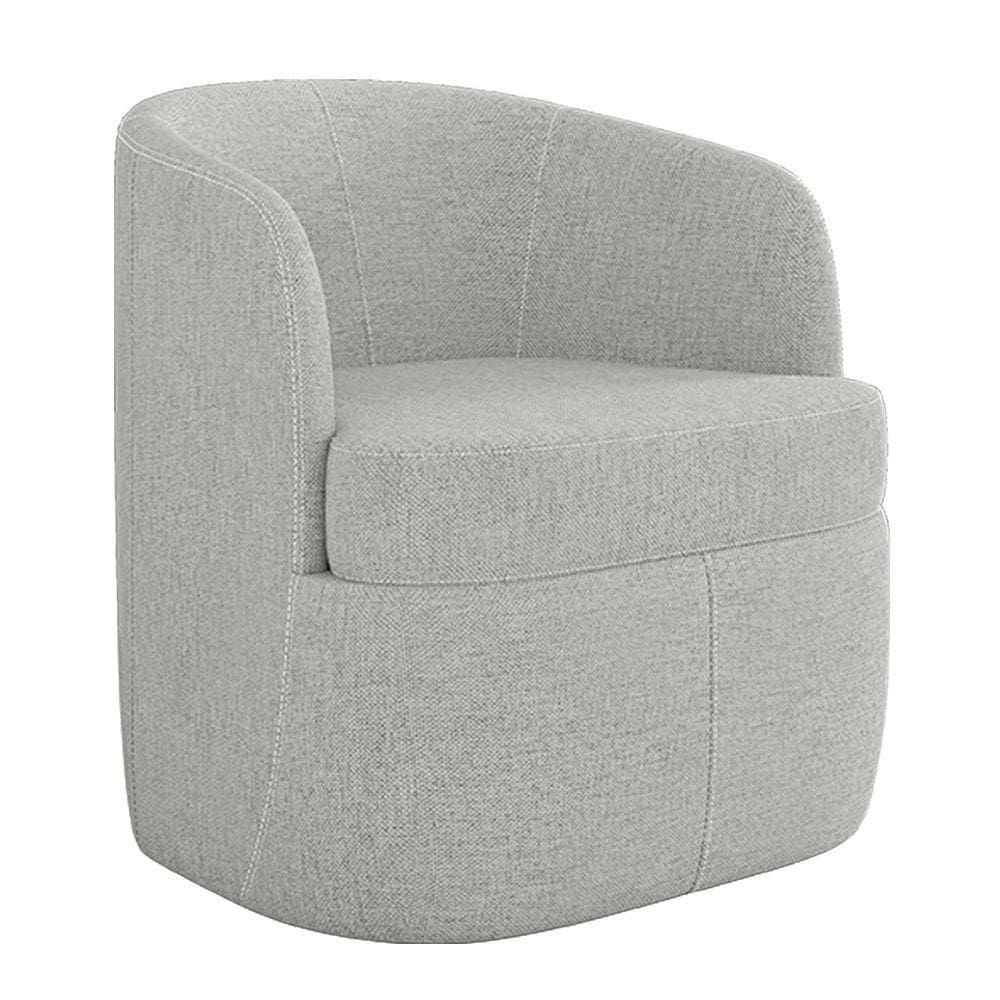 Poltrona Bel Decorativa Sala De Estar Design Moderno Base Giratória Linho Cinza G33 - Gran Belo