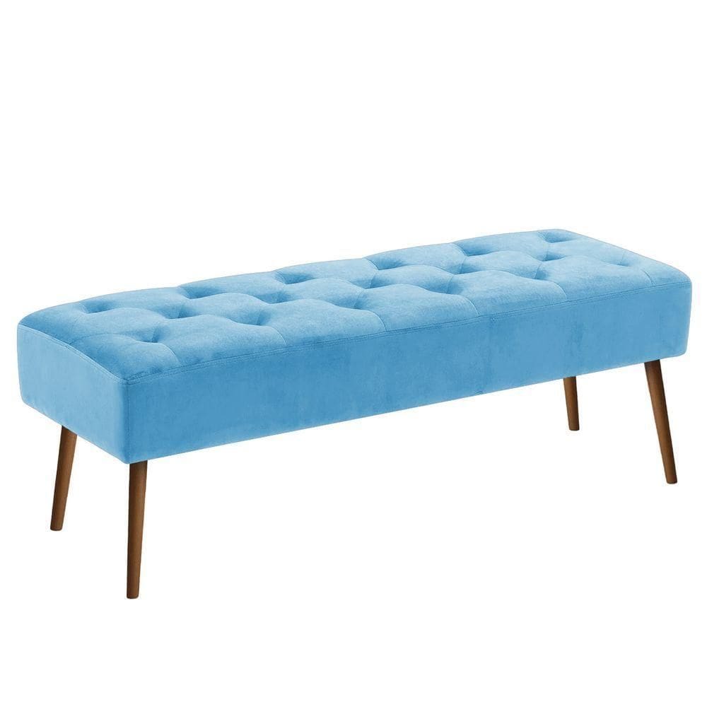 Banco Estofado Rubi 1,60m Suede Azul Turquesa - Clique Decorações