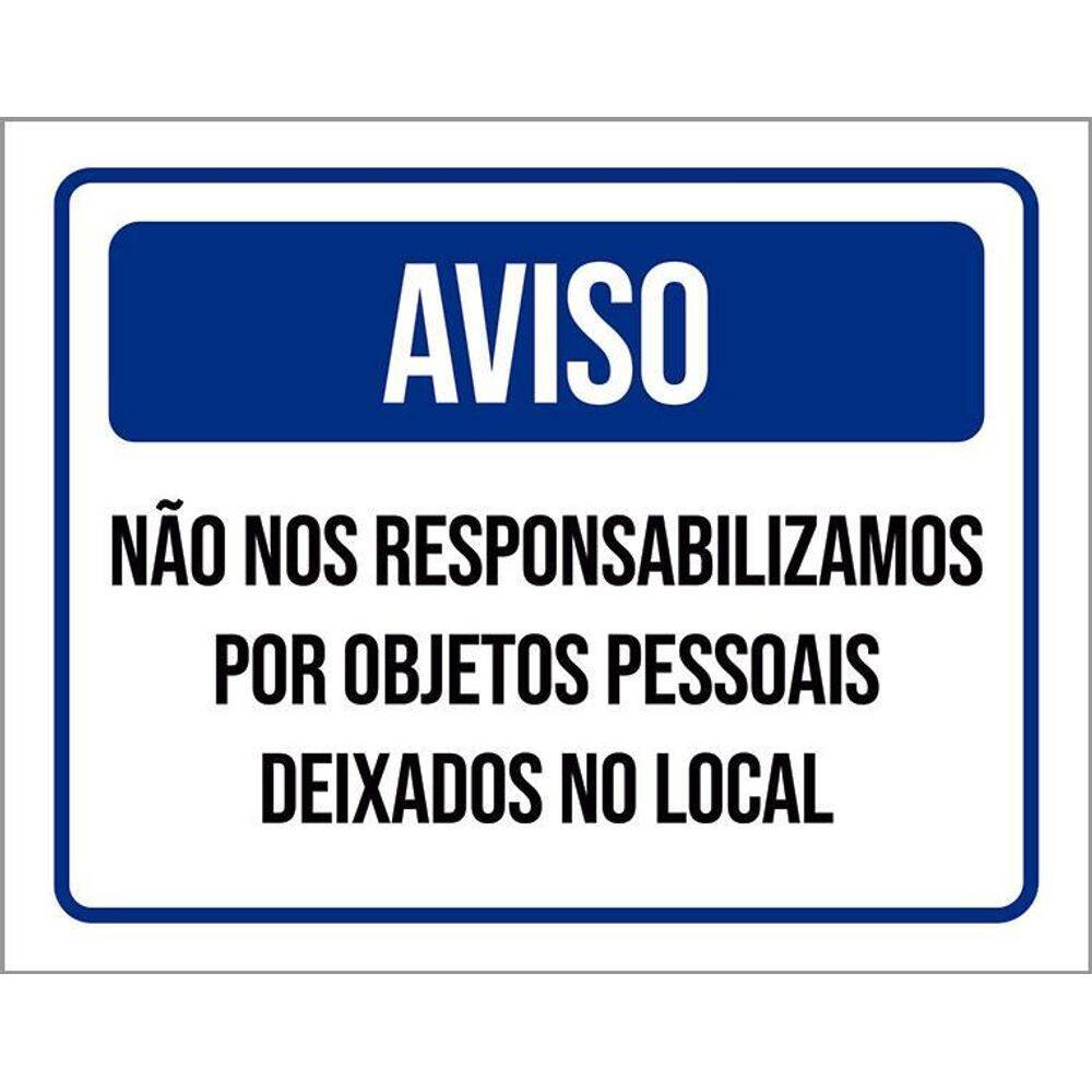 Placa De Sinalização - Aviso Objetos Pessoais 36X46