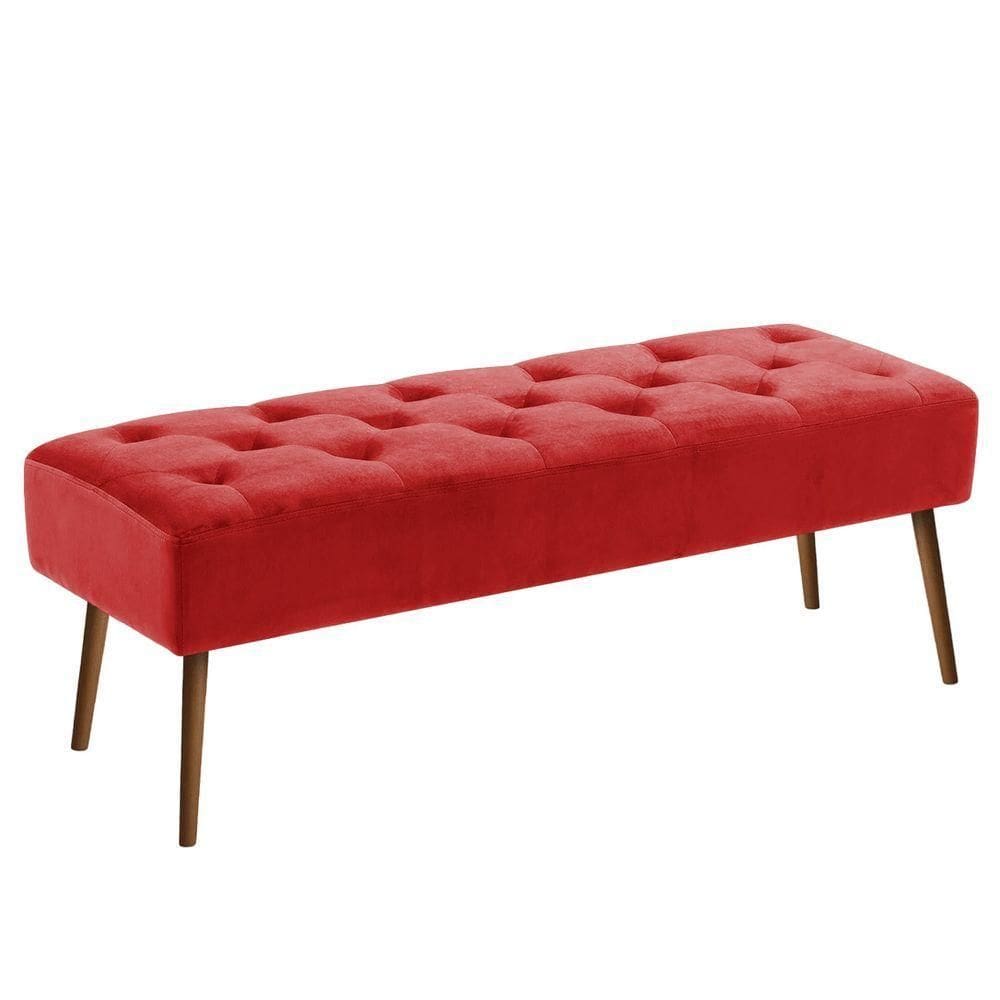 Banco Estofado Rubi 1,40m Suede Vermelho - Clique Decorações