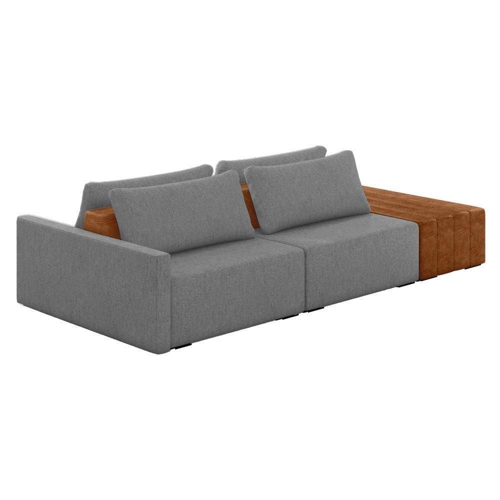 Sofá Ilha 2 Lugares Living 252cm Modulado Lary Linho K01 Cor Grafite
