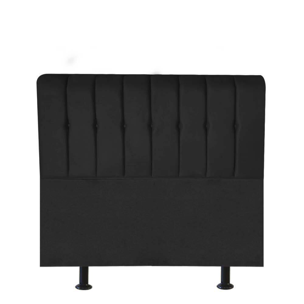 Cabeceira Estofada Kiara 90cm Solteiro Box Quarto Corino Preto - Gat Magazine