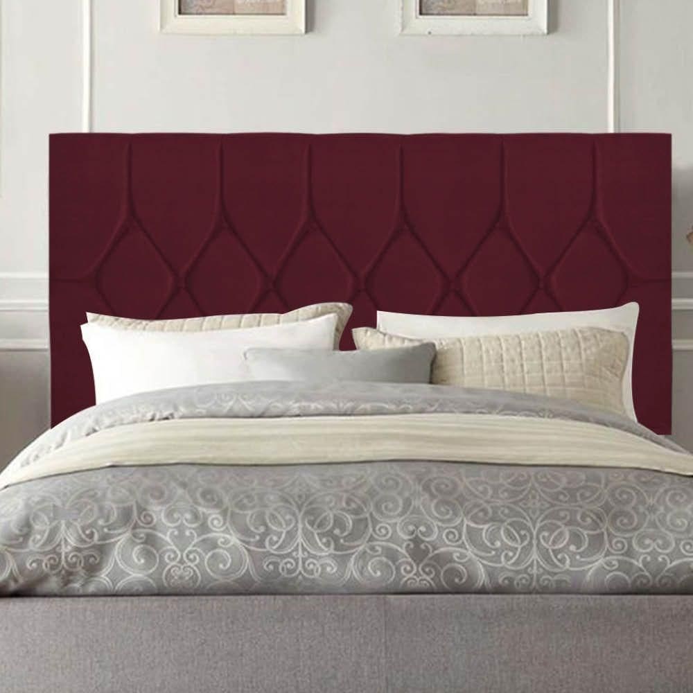 Cabeceira Estofada Istambul Capitonê 195cm King Size Box Quarto Suede Bordô - Gat Magazine