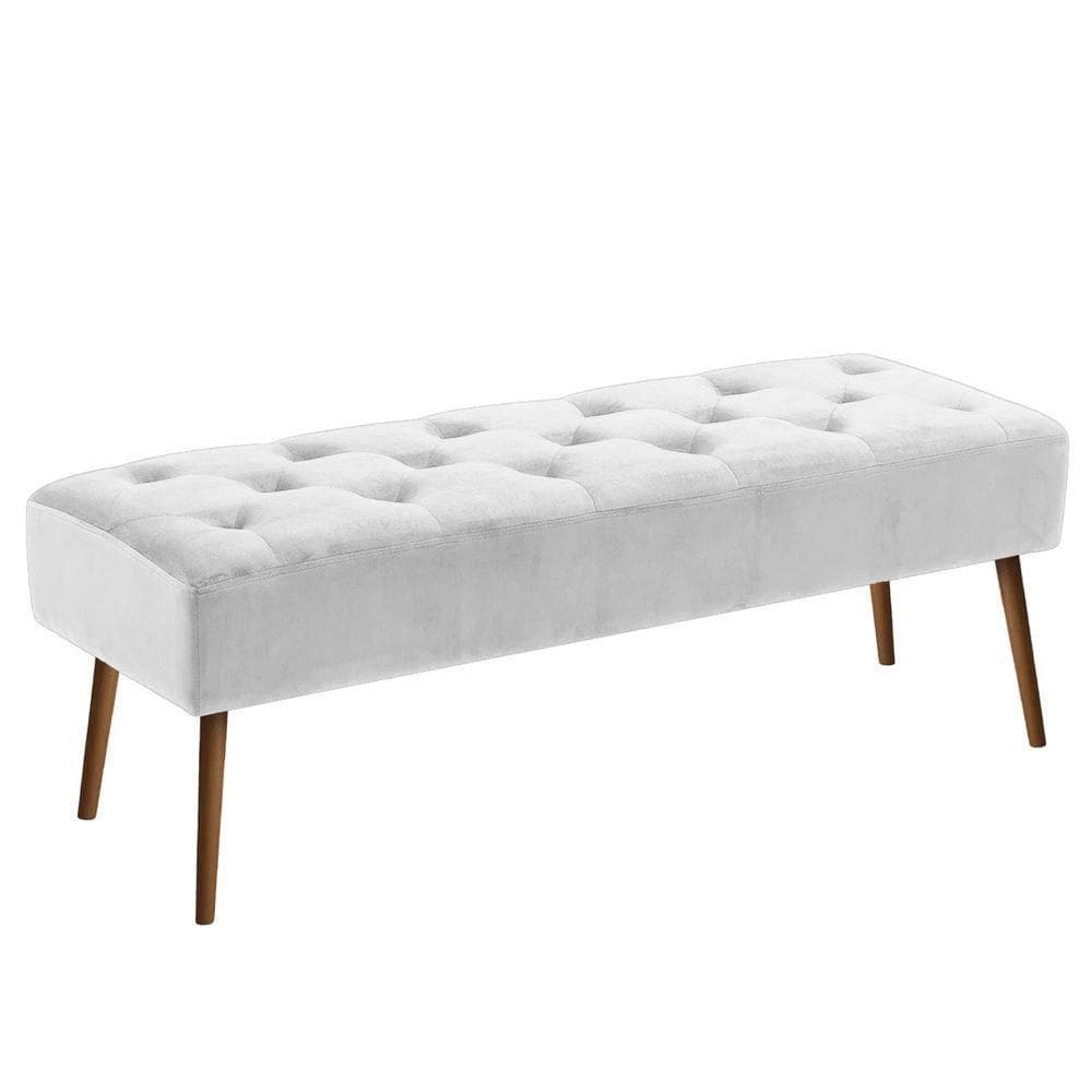 Banco Estofado Rubi 1,40m Suede Branco - Clique Decorações